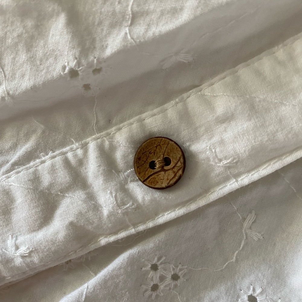 Vintage Western Hippie Button Down Sleeveless White Sewn Bohemian Pockets Retro - Picture 2 of 14